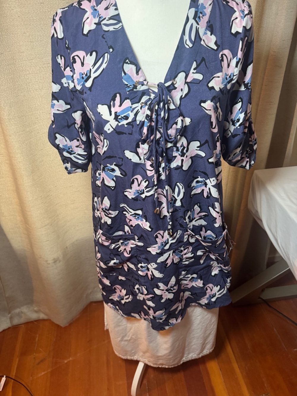 Purple Floral Tie-Front Dress